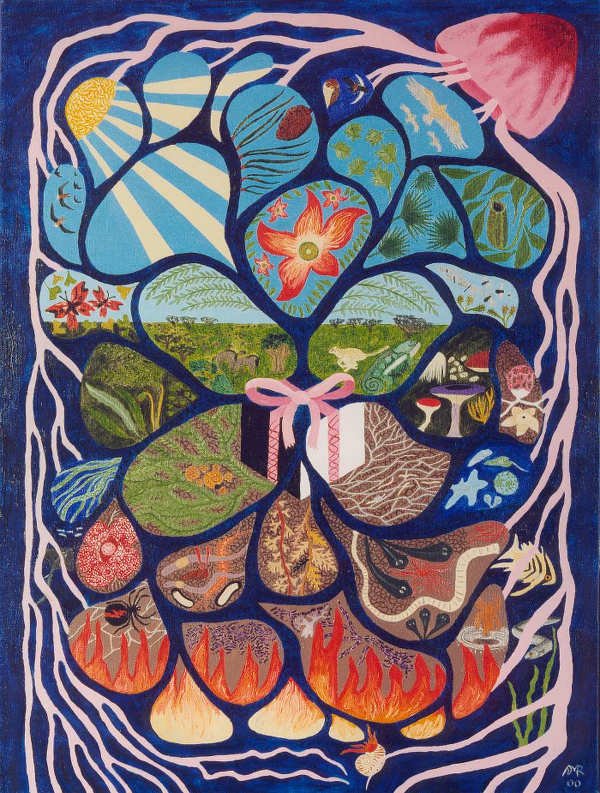 All lifeforms live as members of a community. Painting by Alan Rayner.